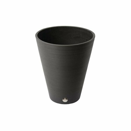 HEAT WAVE Valencia 15 in. by 18.5 in. Round Ribbed Taper Planter Black HE2749372